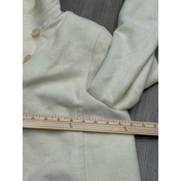 Oscar de la Renta Womens Fleece Jacket Button Down Wool Angora Cream Size 16 - Picture 14 of 16